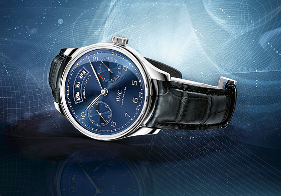 Replica IWC Portuguese Annual Calendar Blue Dial Steel Watch– In Top Grade Quality