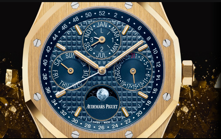 Blue Dial Audemars Piguet Royal Oak Yellow Gold Replica Watch