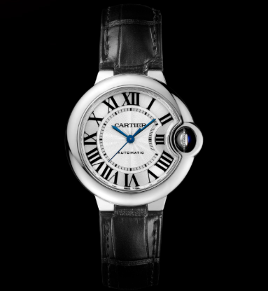 Black Leather Cartier Ballon Bleu De Cartier Replica Watch W6920085