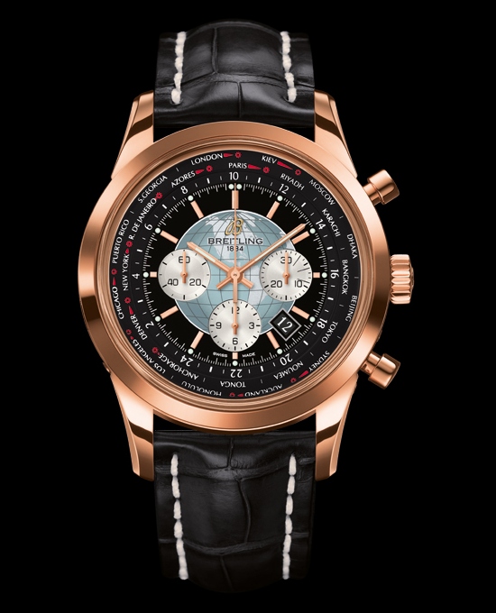 Best breitling transocean chronograph unitime watch rose gold with black dial replica watch